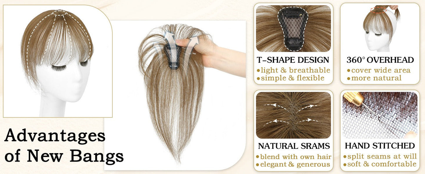 4*6 cm Human Hair  Air Bangs, Invisible Clip-in 3D Fringe for Women, Natural Hair Extension for Volume Style
