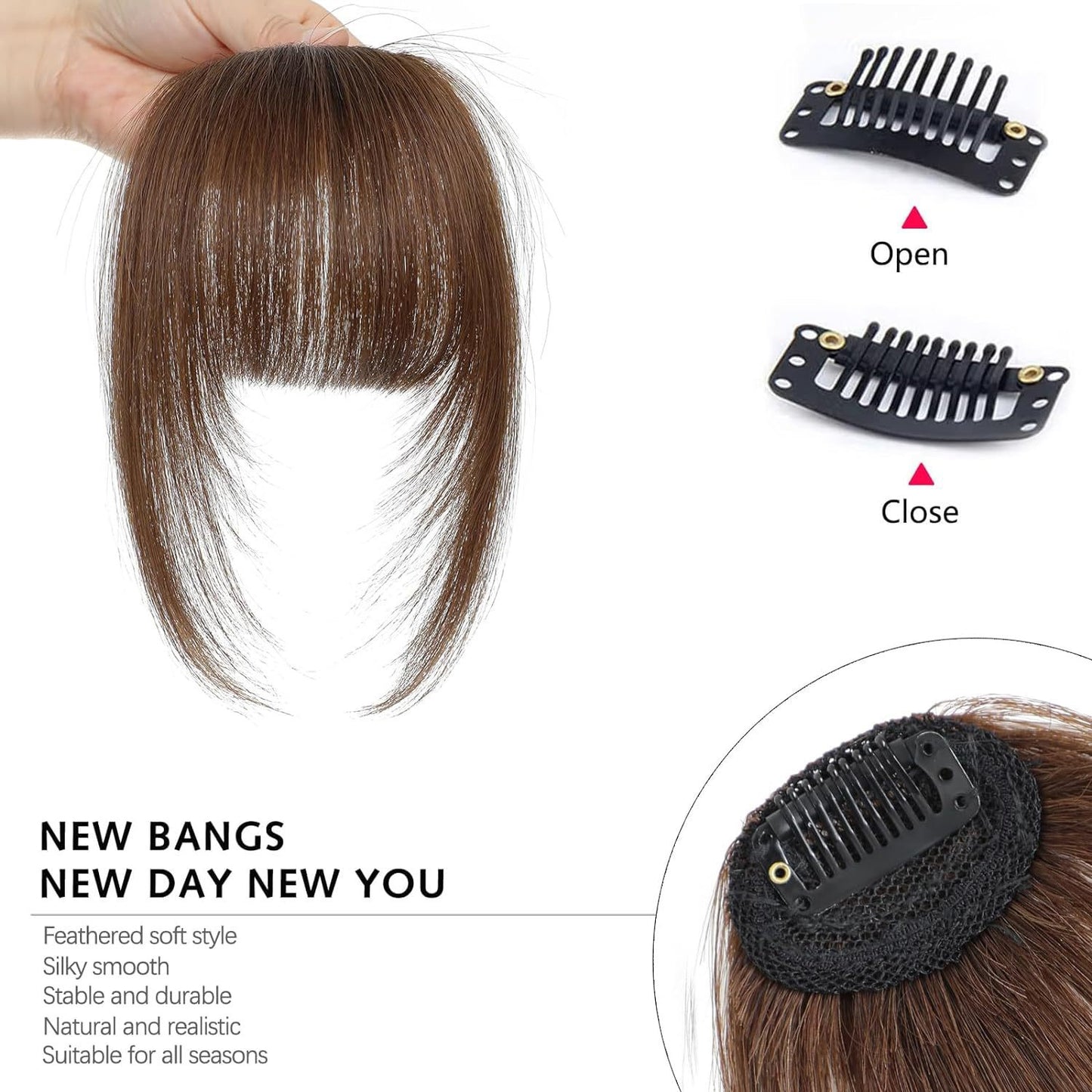 Real Human Hair Air Bangs Clip-in – Natural Sideburns for Effortless Style