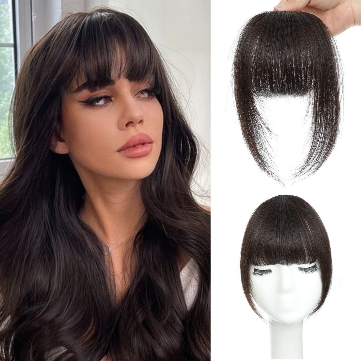 Thick Natural Real Human Hair French Bangs for Women – Fully Handcrafted