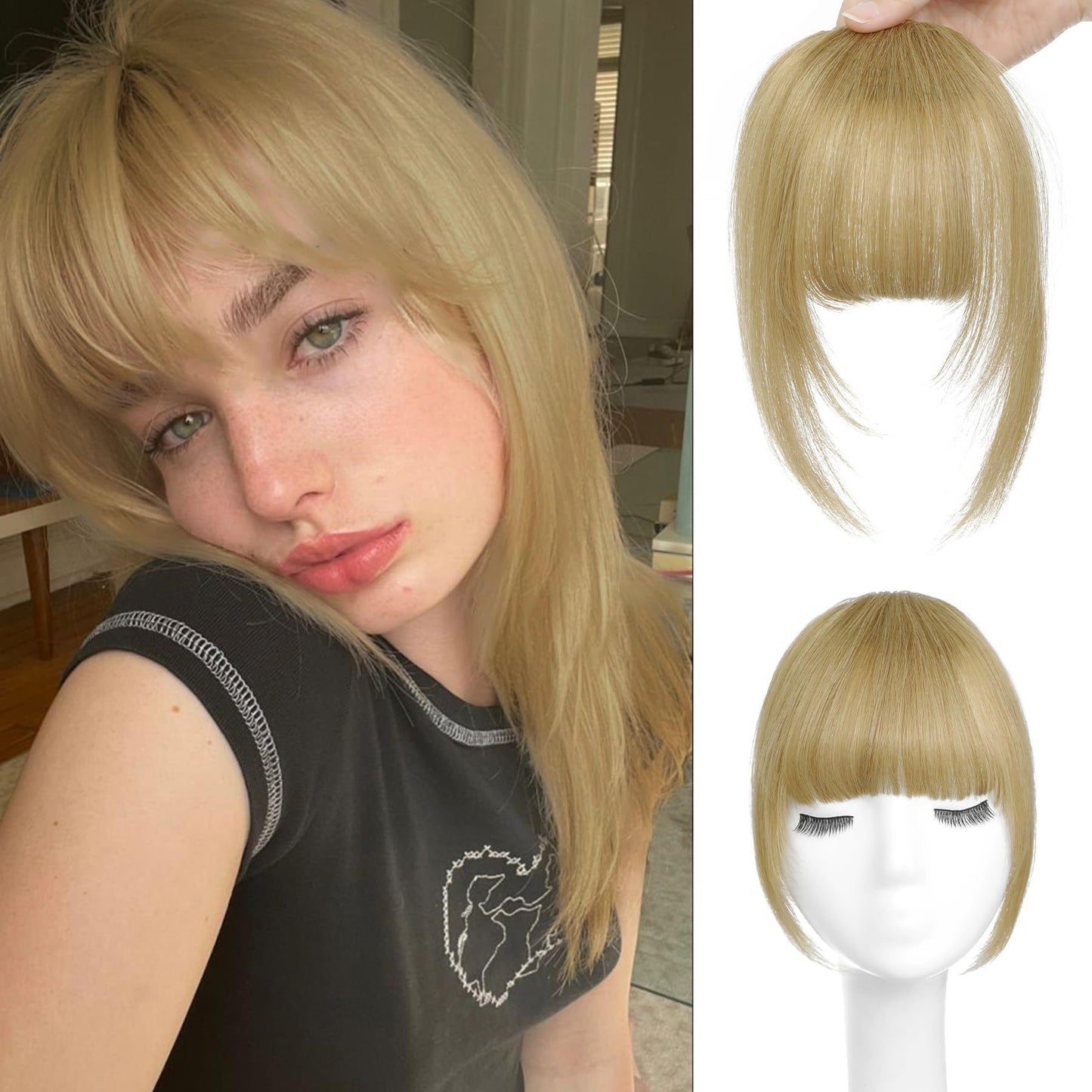 Thick Natural Real Human Hair French Bangs for Women – Fully Handcrafted