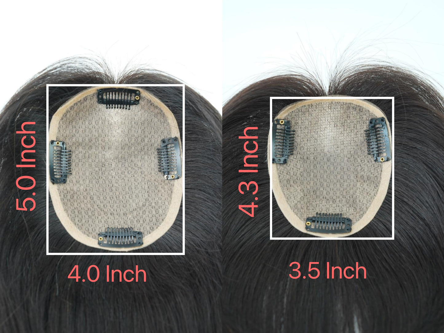 4.0"*5.0" Base Natural Silk Top Human Hair toppers for womens toupee half wigs top hair pieces