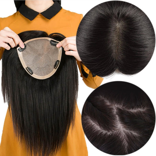 6.3*6.3 Silk Top Human Hair toppers for women toupee half wigs top hair pieces