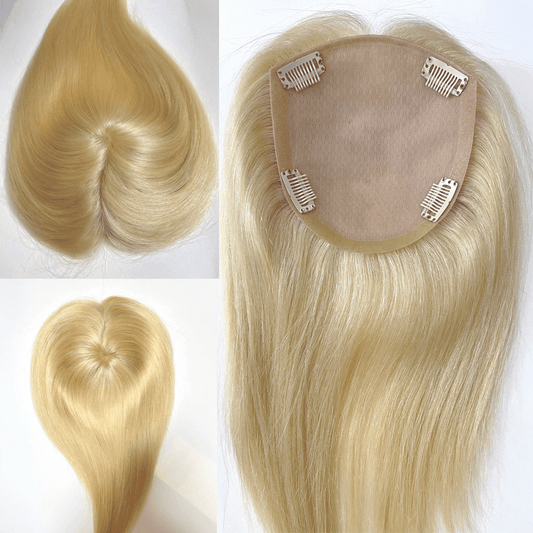 5.5*6.0  613 Blonde Silk Top Human Hair toppers women toupee half wigs top hair pieces