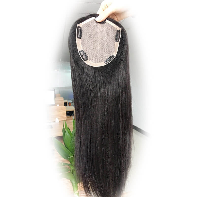 Natural Silk Top Human Hair toppers for womens toupee half wigs top hair pieces