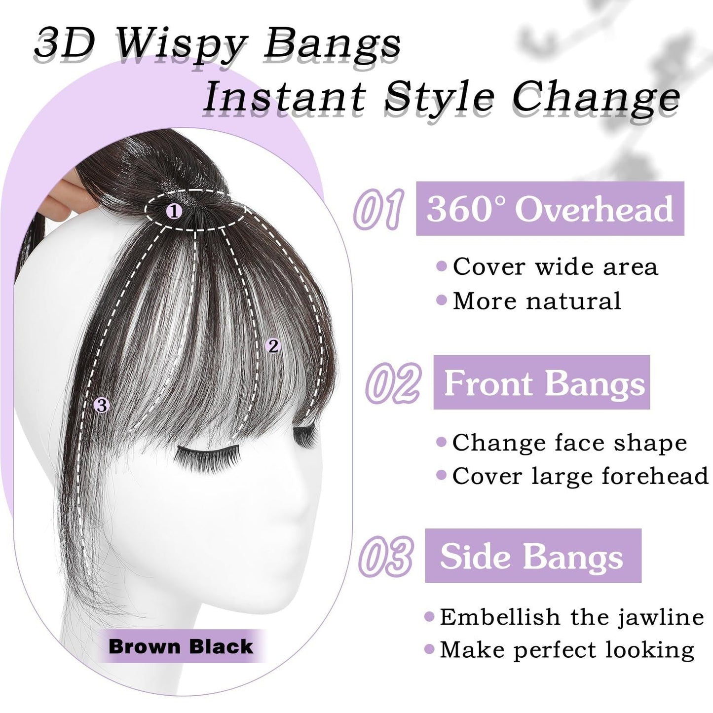 4*6 cm Human Hair  Air Bangs, Invisible Clip-in 3D Fringe for Women, Natural Hair Extension for Volume Style