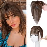 5*7 cm Human Hair Air Bangs, Invisible Clip-in 3D Fringe for Women, Natural Hair Extension for Volume Style