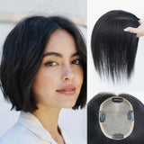 4.0"*5.0" Base Natural Silk Top Human Hair toppers for womens toupee half wigs top hair pieces