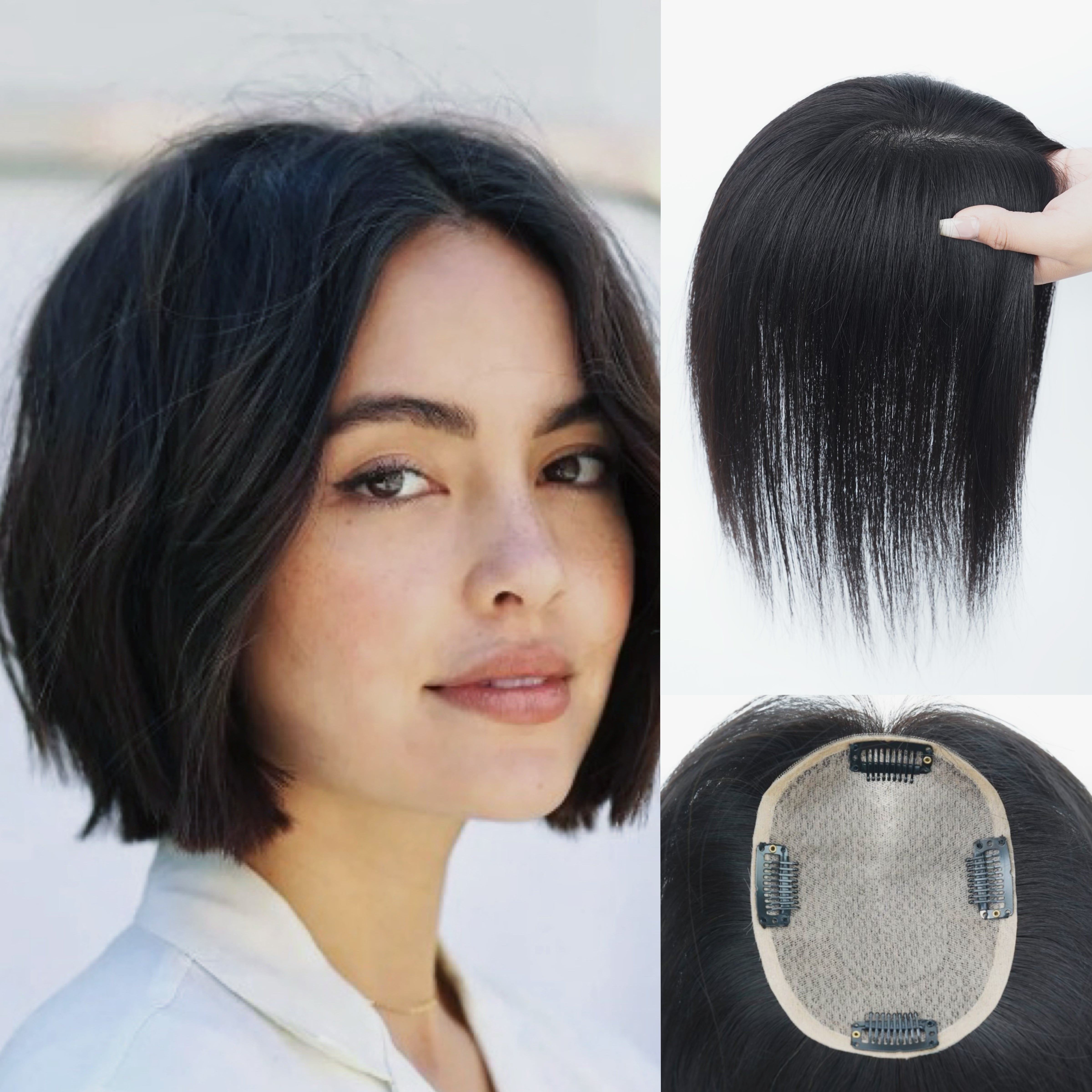 4.0"*5.0" Base Natural Silk Top Human Hair toppers for womens toupee half wigs top hair pieces