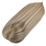 Emilia | 8"x8" Extra Large Topper Genuine Silk Base Premium Human Hair Tea 4610