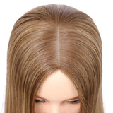 Emilia | 8"x8" Extra Large Topper Genuine Silk Base Premium Human Hair Tea 4610