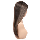 Emilia | 8"x8" Extra Large Topper Genuine Silk Base Premium Human Hair Latte 26500