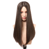 Emilia | 8"x8" Extra Large Topper Genuine Silk Base Premium Human Hair Latte 26500