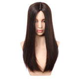 AnnaWigs Medium Brown Helena | 8"x8" Large Coverage Topper | 4"x4" Jewish Silk Top with Breathable Wefts | 100% Mongolian Remy Hair