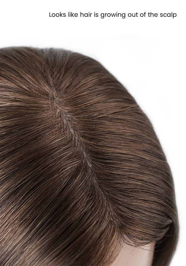 6*6.5 Clip-On Stretch Mesh Hairpiece for Women with Thin Skin and Silk Mono Top