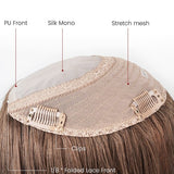 6*6.5 Clip-On Stretch Mesh Hairpiece for Women with Thin Skin and Silk Mono Top