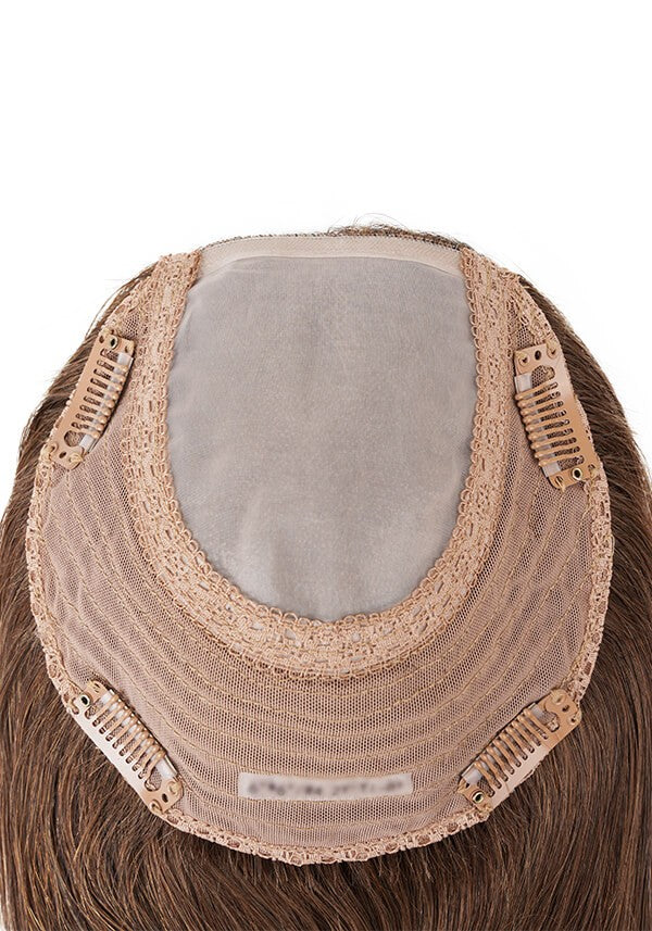 6*6.5 Clip-On Stretch Mesh Hairpiece for Women with Thin Skin and Silk Mono Top