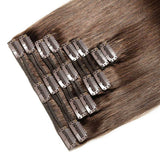 Clip in Hair Extensions Straight #2 Dark Brown Remy Human Hair