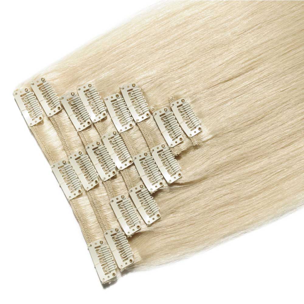 Clip in Hair Extensions Straight #60Patinum Blonde Remy Human Hair