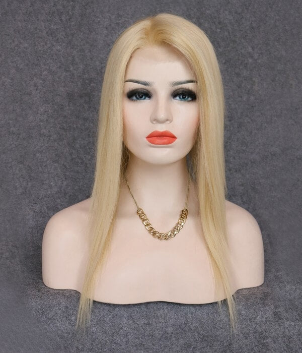 5"*6" Light Blonde Silk Top Human Hair toppers women toupee half wigs top hair pieces